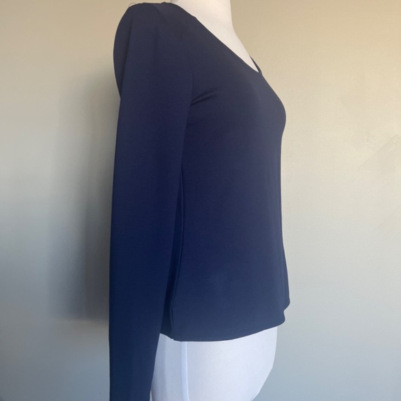 Karen Millen Open Back Navy Blue Long sleeve Cocktail Casual Top T-shirt Blouse - Picture 6 of 9